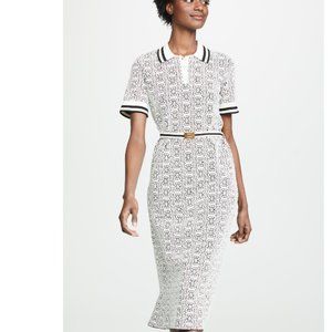 Tory Burch polo midi dress black and white Large